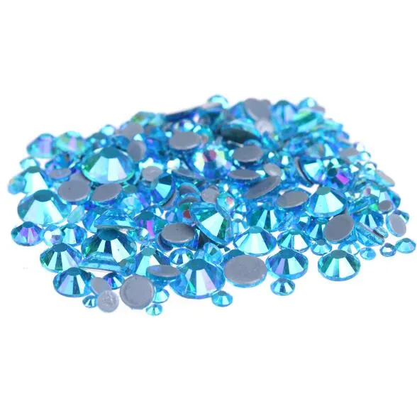 البيع الساخن A ++ جودة Aquamarine AB Glass Crystals Strass Stontes Hotfix Rhinestons