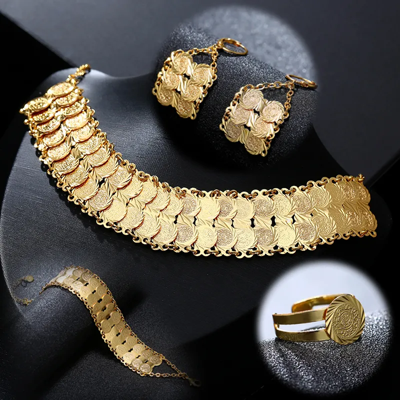 Turkish Coin Brooches Gold Plated Middle East Wedding Jewelry Arab Bridal  Accessory Prendedores De Mujer Elegantes Para Ropa