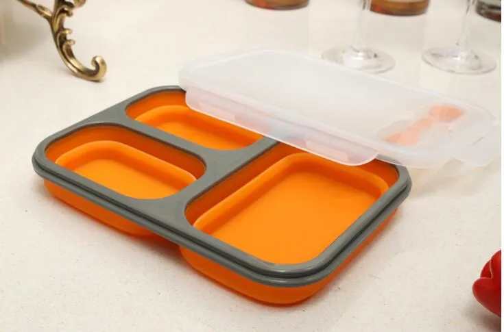 1100ml Silicone Pliable Portable Boîte À Lunch Bol Bento Boîtes Pliant Conteneur De Stockage Des Aliments Lunchbox Écologique