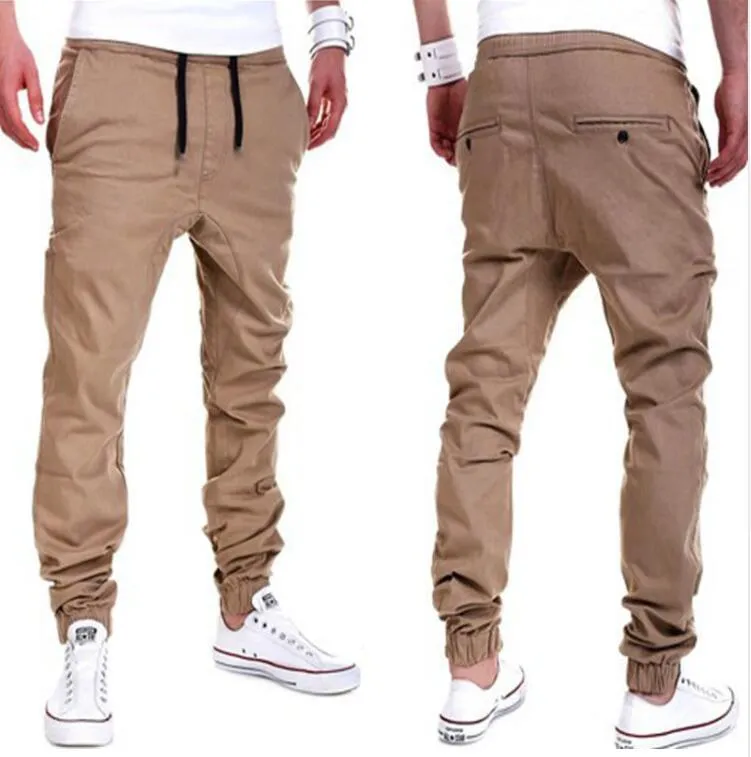 Mens Cotton Jogger Pants Casual Solid Sweatpants With Drawstring Khaki Black Gray Regular Fit Full Length Sizes M 4XL From Makaylashop 29.55 DHgate.Com