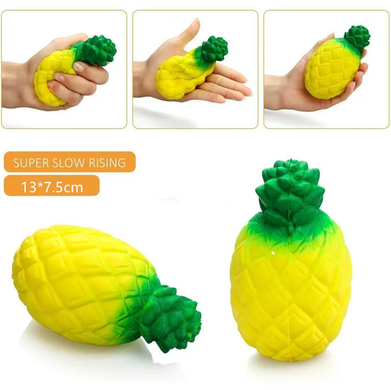 2018 Baby Toys New Arrival Jumbo Cartoon Pineapple Squishy Slow Rising Bag Cell Phone Straps Charms Keychain Pendant Funny KidsToy Gift