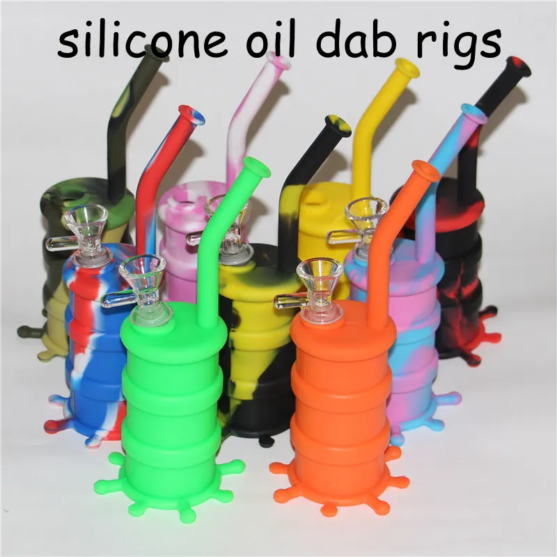 Popolare Silicon Rigs Silicone Narghilè Acqua Bong Olio di silicone Dab Rigs Tubi d'acqua con vetro maschio da 14,4 mm e ciotola libera DHL