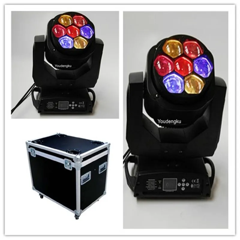 Flightcase Pro Sahne Gece Kulübü ile 4 Parça 7x15 W RGBW Yıkama Zoom LED Mini Işın Hareketli Kafa Aydınlatma Pro DJ Ekipmanları