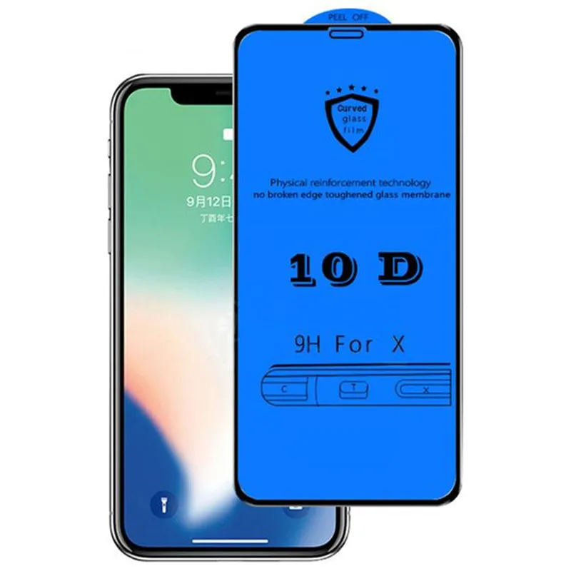 9D 10D Tempered Glass Full Adhesive Glue Screen Protector Protective Film For iPhone 15 14 13 13PRO 12 11 Pro Max XR X 8 7 6 plus