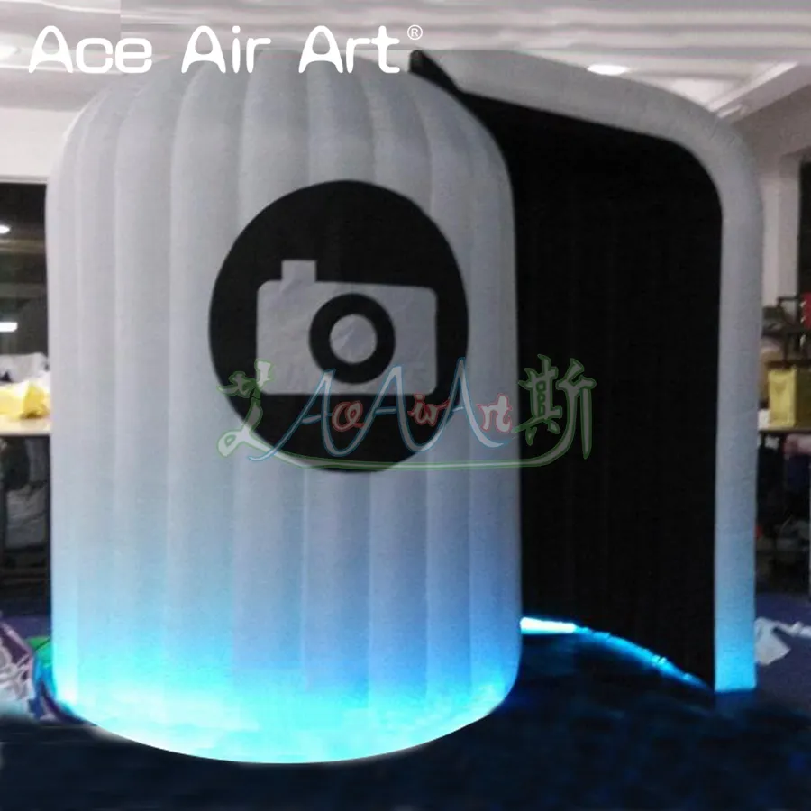 Şişme iglo fotoğraf kabini zemin kubbe şekli fotoğraf kulübesi brace selfie istasyonu düğün için LED ışıkları ile