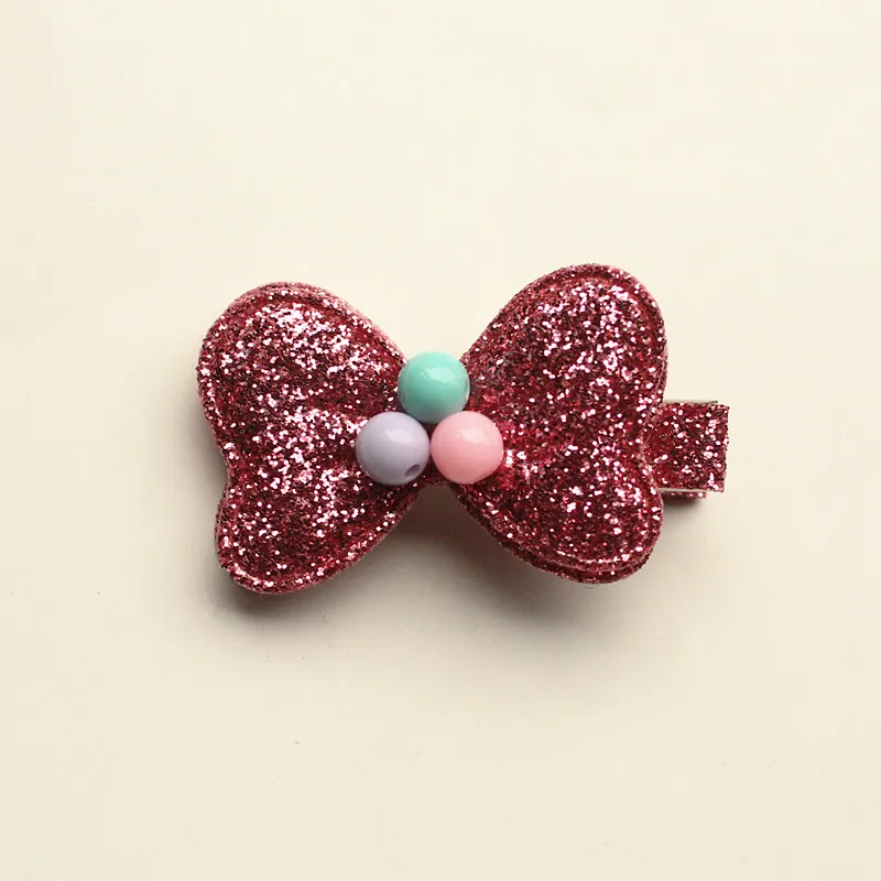 New Baby Hairpins Good Shinning Leather Hair Accessories Mini Size Glitter Felt Bows Kids Hair Clips Bowknot