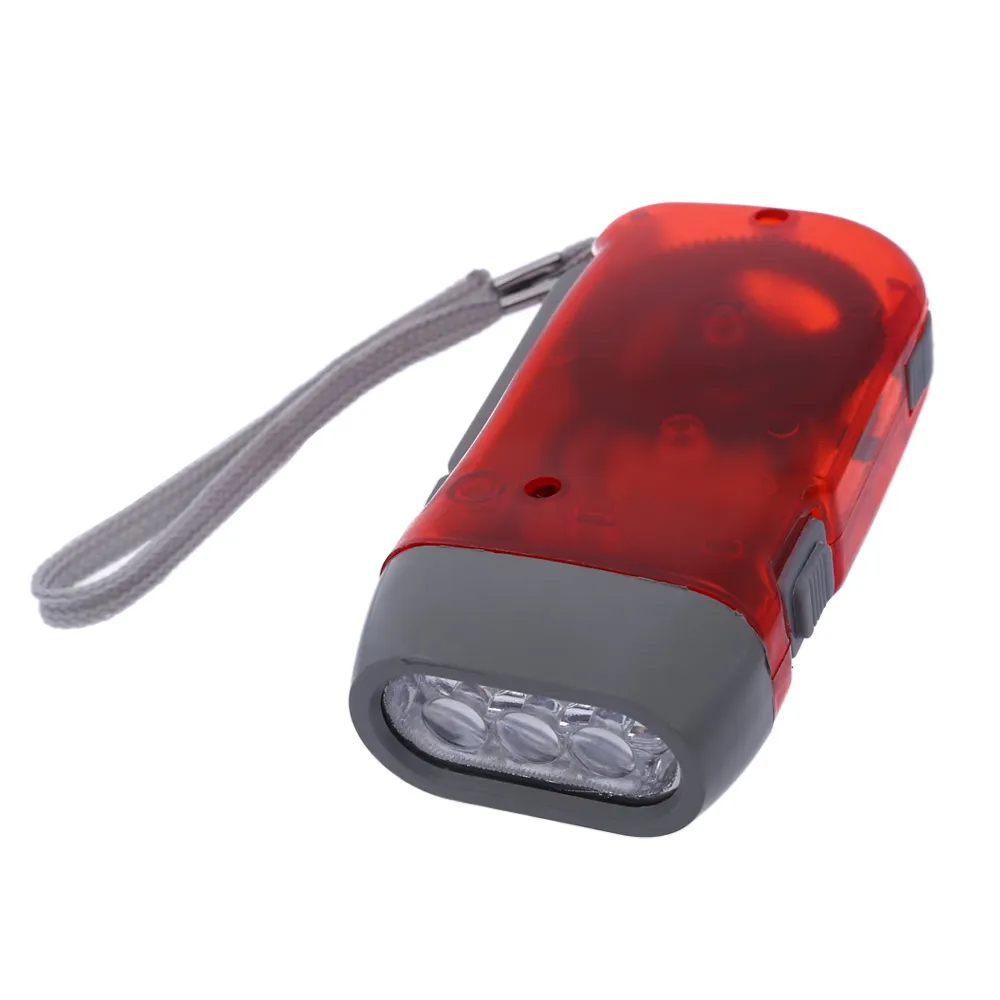 Portable Emergency 3-LED Flashlight Hand Pressure Electricity Outdoor Camping Torch Light ideal for camping, traveling outdoor use