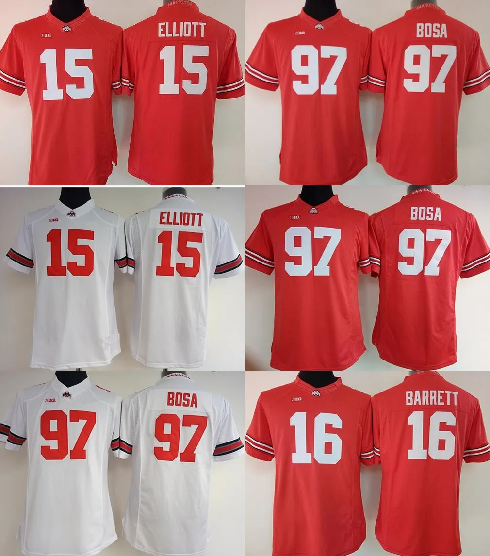 New American Wear Buckeyes Jersey Jerseys Football Ohio State College Bosa 97 Elliott 15 Mens Womens Size S-3xl Mix Order Sport Jerseys Factory Outle