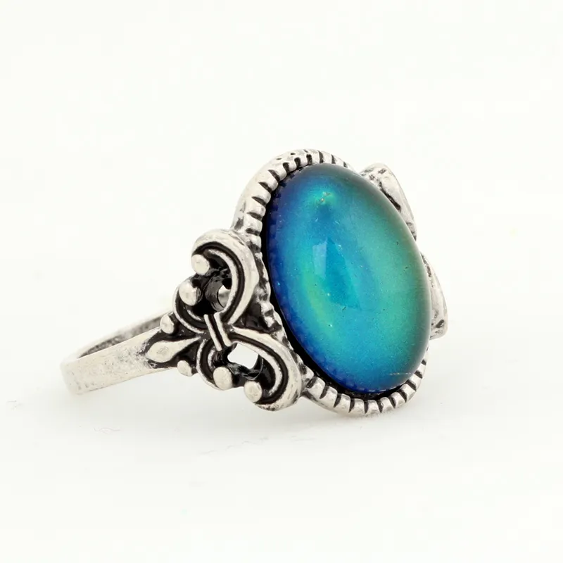 Silver Plated Color Changing Mood Glass Bead Ring with Free Gift RS008-029