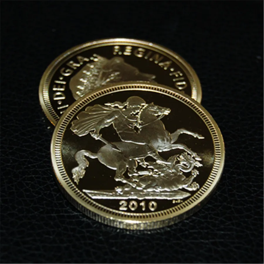 2010 British St George Dragon Gold Sovereign Coin Uk Gold Sovereign Dia. 40mm 1 Ounce Gold Plated