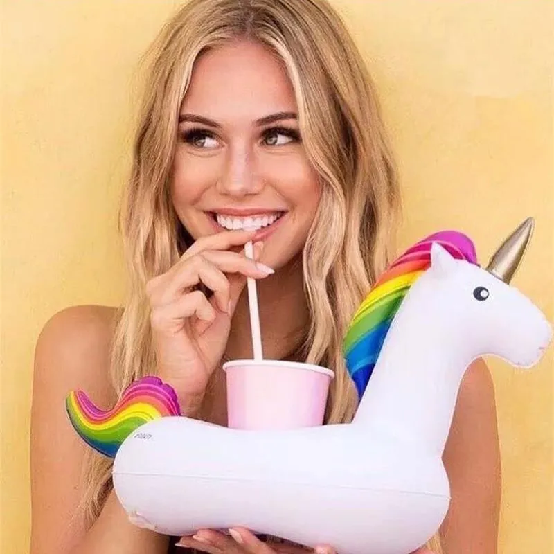 2018 Unicorn Inflatable Cup Holder Drink Floating Party Beverage Boats Phone Stand Holder Pool Toys Party Supplies