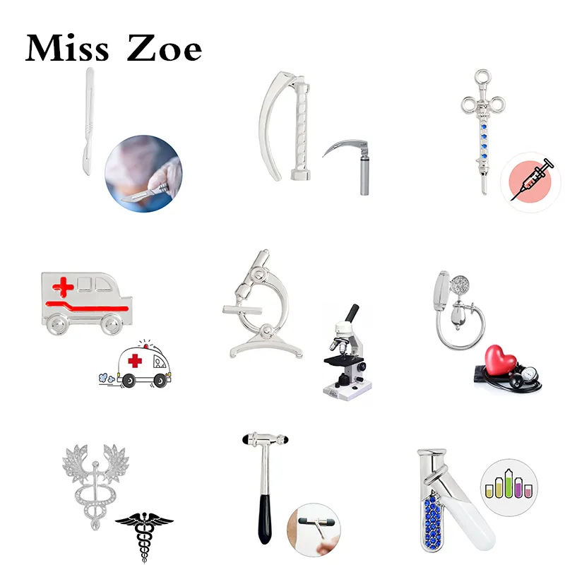 Miss Zoe Enamel Brooch colorful Pins Gold Silver Health medical equipment for MD Doctor Nurse Graduation gift Medical students