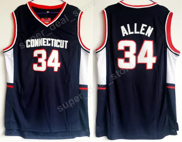 Men Basketball 34 Ray College Jerseys Uconn Connecticut Huskies Allen Jersey Navy Blue Color Team All Ed Sport