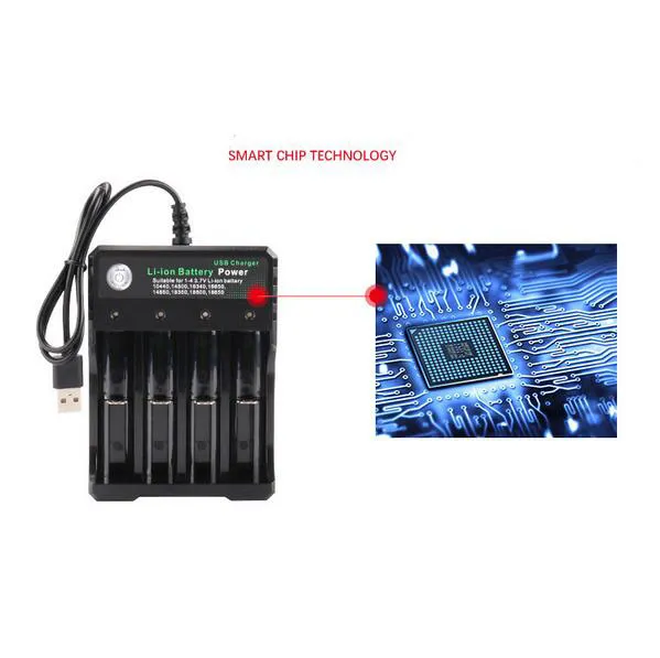 Lithium-Akku-Ladegerät mit USB-Kabel, 4 Ladesteckplätze, 18650, 26650, 18490, wiederaufladbare Akkus, Ladegerät Better Nitecore US/UK/EU/AU-Stecker