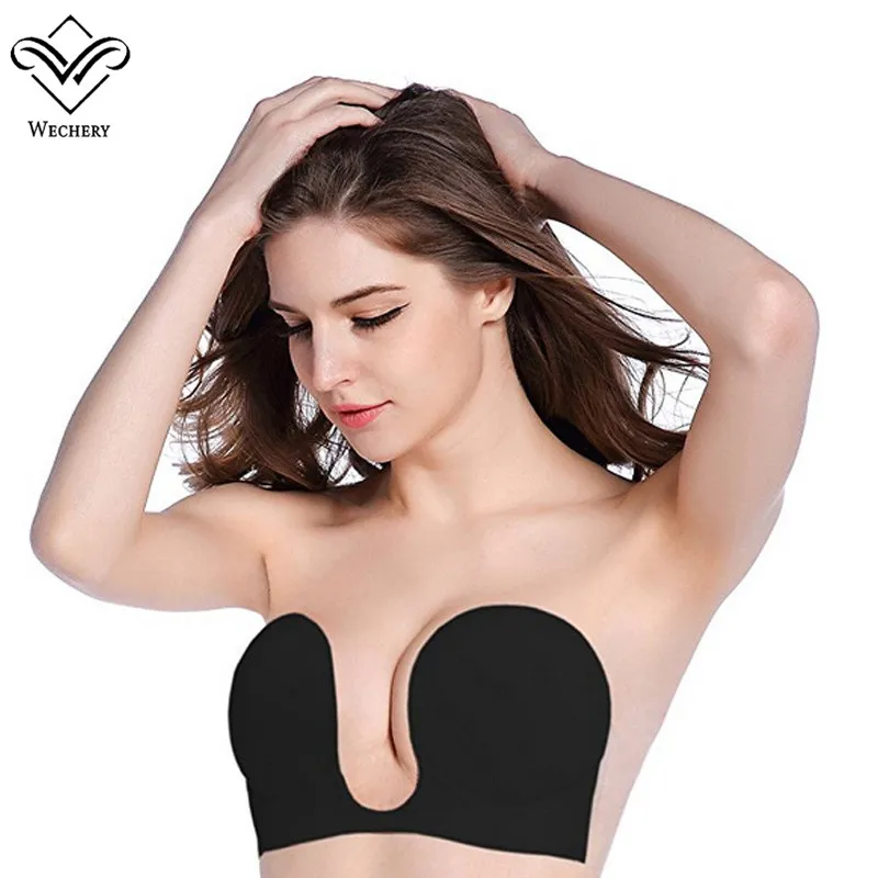 Wechery Strapless Bra Push Up Bralette Sexy Bras voor Bikini Trouwjurk Dames Onzichtbare Adhesive Bra Backless Merk BRAS