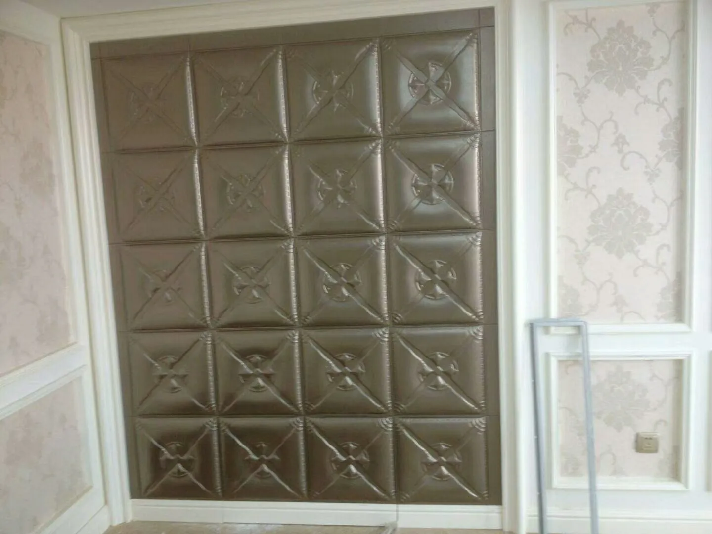 wholesale price Faux Leather Carved Soft 3D Wall Panels PE Foam Wall Sticker Interior Decor for TV Room bedroom