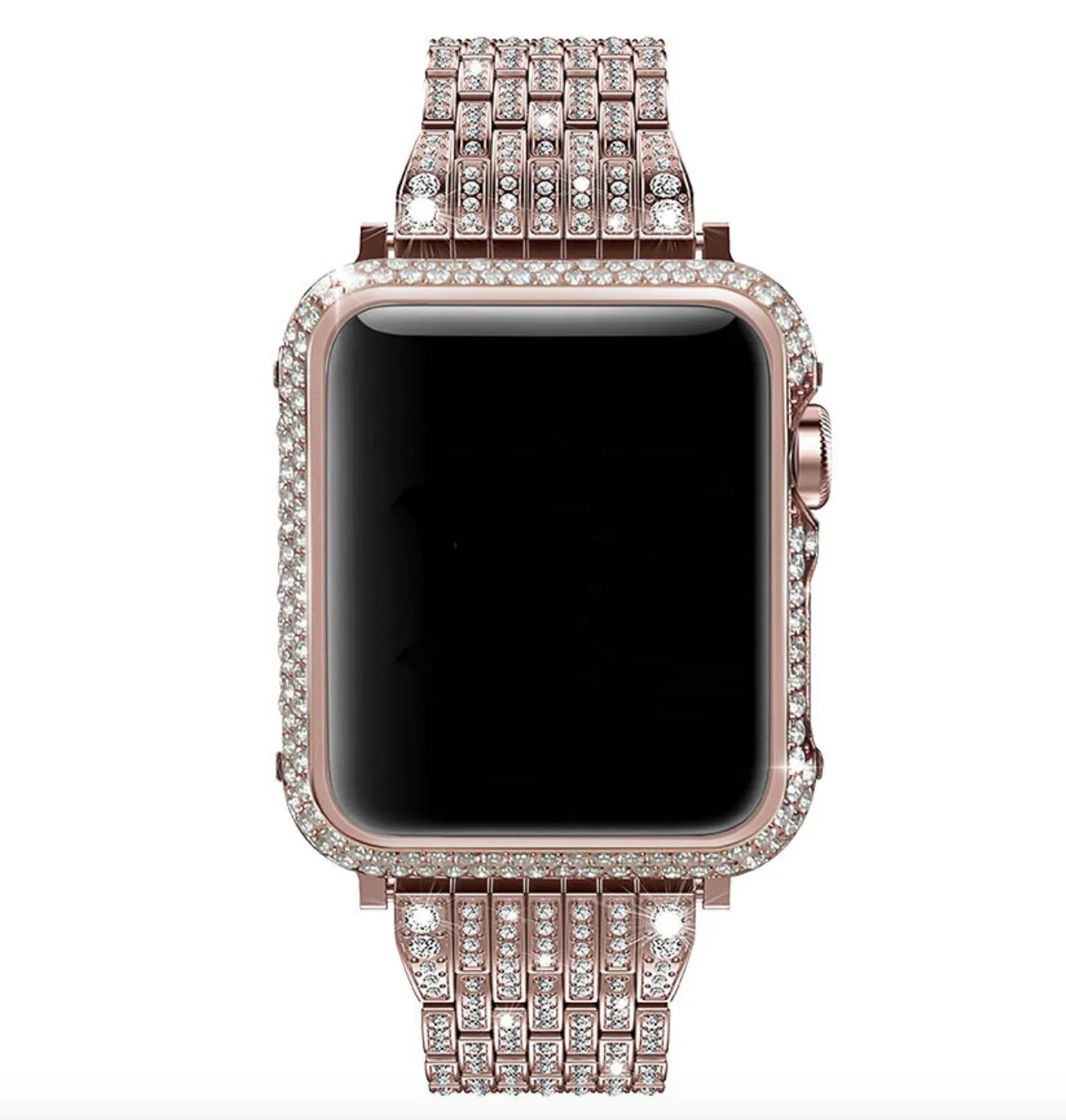 Strass Kristall Diamant Metall Lünette Hülle mit Luxus Kristall Strass Uhrenarmband Set für Apple Watch Serie 4 44mm 40mm