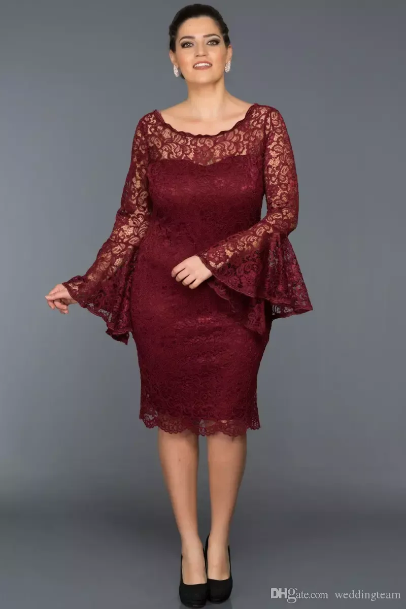 Burgundy lace mother of the hot sale bride dress
