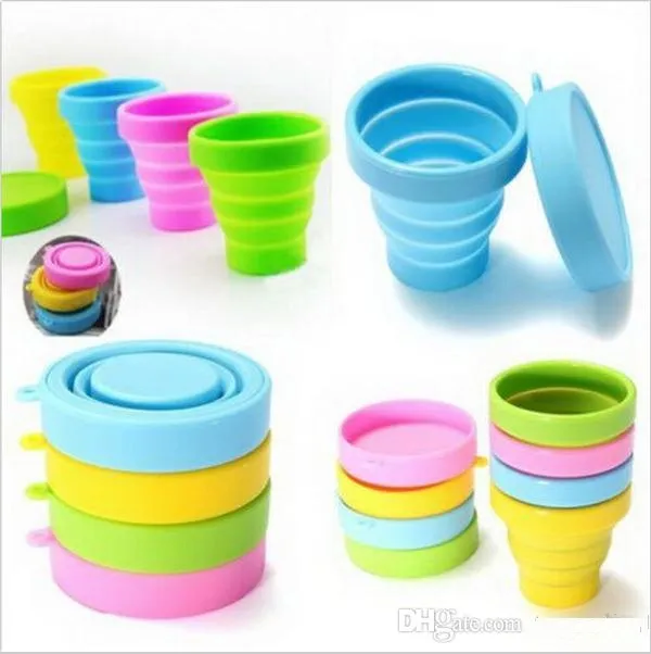 4 색 야외 여행 실리콘 접이식 접는 컵 텔레스코픽 접이식 여행 Drinkware 워터 컵 b855