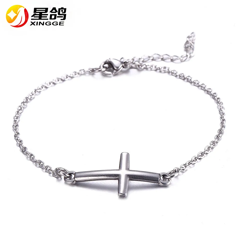 Jesus Christian Womens Mens Rvs Cross Charms Armbanden Zilveren Religieuze Trendy Ketting Armband Lucky Jewelry Groothandel