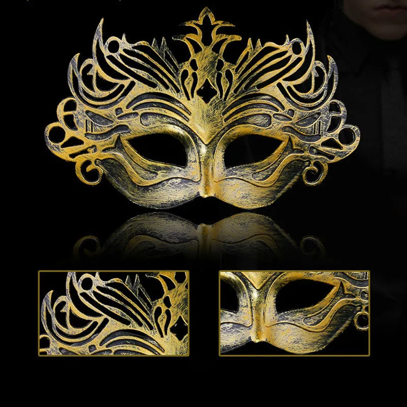 Maschera principessa vintage oro / nastro Mezza faccia PVC Masquerade Maschere veneziane Halloween per Masquerade Cosplay NightClub Decoration