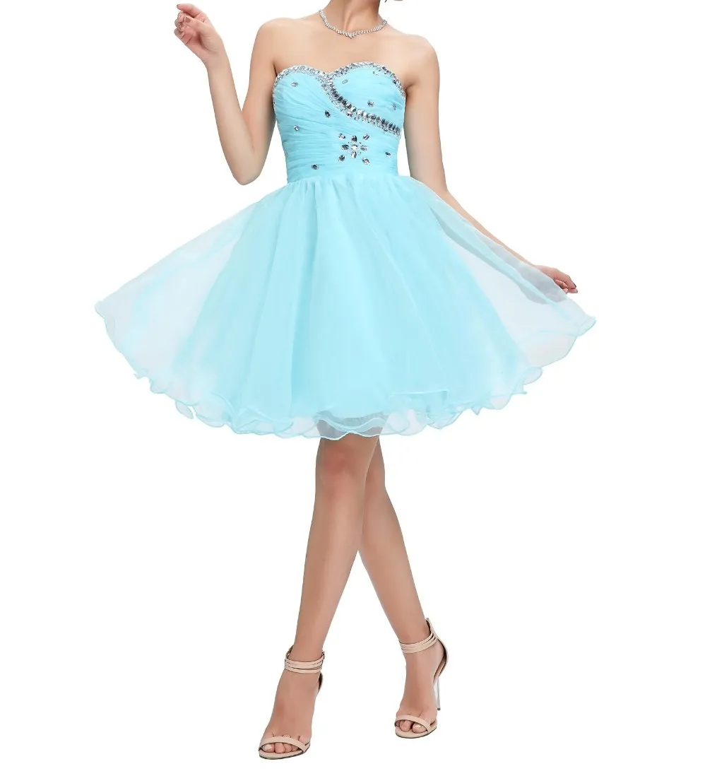 Grace Karin Sweetheart Short Prom Dresses Pink Blue Black White Prom Dresses Beading Sequin Ruched Sexy Party Gowns HY718