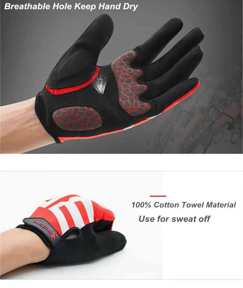 Baodun Mężczyźni Kobiety Rękawice Rowerze Pełny Palcowy Motocykl Bokserki Giemy MTB Road Bike Rower Riding Mittens Gants Velo Luvas De Goleirro