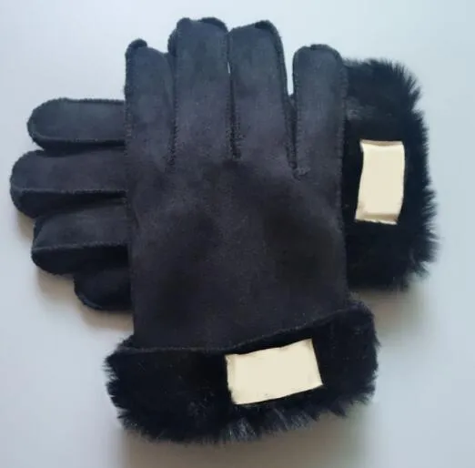 Herfst Mannen / Dames Handschoen Winter Warm Imitatie Bont Een Schapen Imitatie Haarpunten Verdikking Handschoenen Pluche Liner Rijden Winddichte Handschoenen