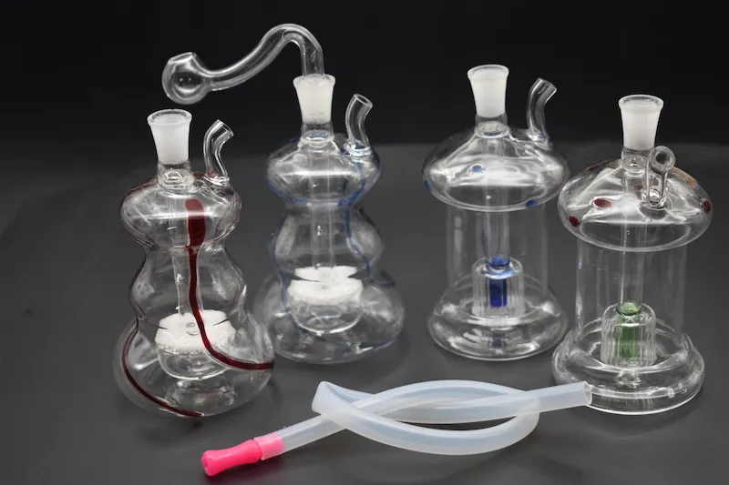 mini bang de barboteur en verre de haute qualité avec des plates-formes pétrolières Matrix perc recycleur bongs d'eau en verre pour fumer avec un tuyau et un tuyau de brûleur à mazout de 10 mm