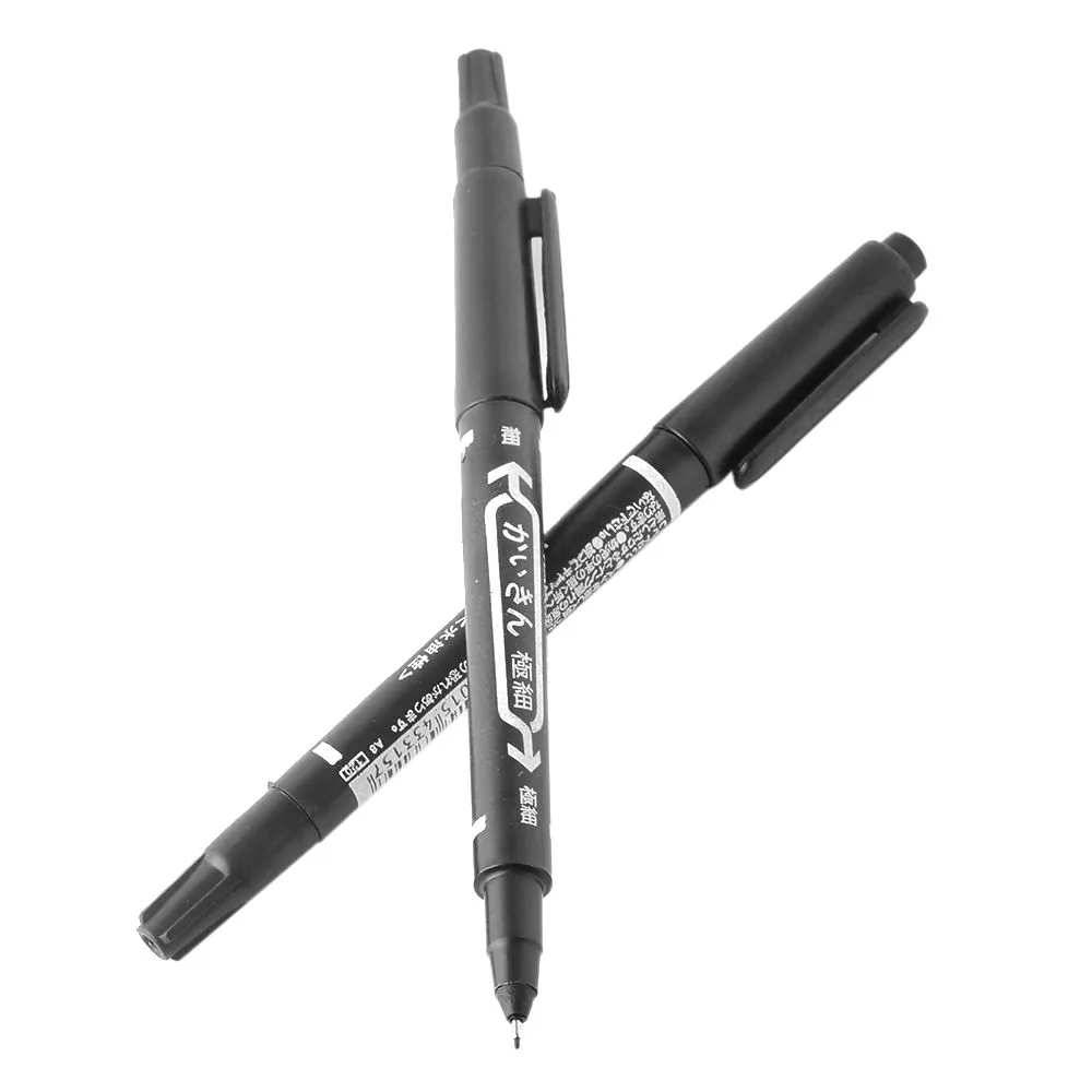 10 개 모듬 문신 전송 펜 블랙 듀얼 문신 스킨 마커 펜 문신 공급 영구 메이크업
