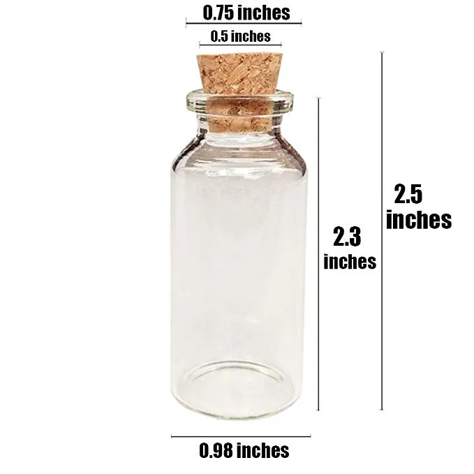 20ML Cork Jar Glasflessen DIY Decoratie Mini Gunsten Bericht Glasfles Vial Cork Small Glass Flessen Kruiken Party Gunsten