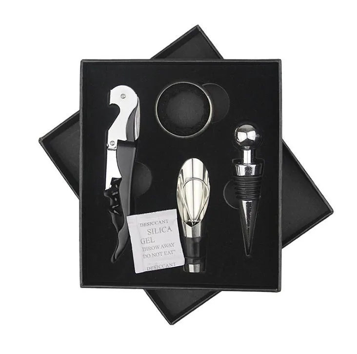 20 ensemble/lot nouveauté haute qualité 4 pièces outils à vin ensembles ouvre-bouteille bouchon à vin en acier inoxydable vin accessoire Kit cadeaux SN550