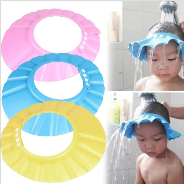 Justerbar Baby Shower Cap Safe Shampoo Dusch Badbad Skydda Soft Cap Baby Tvätta Hårskydd Barn Badhatt