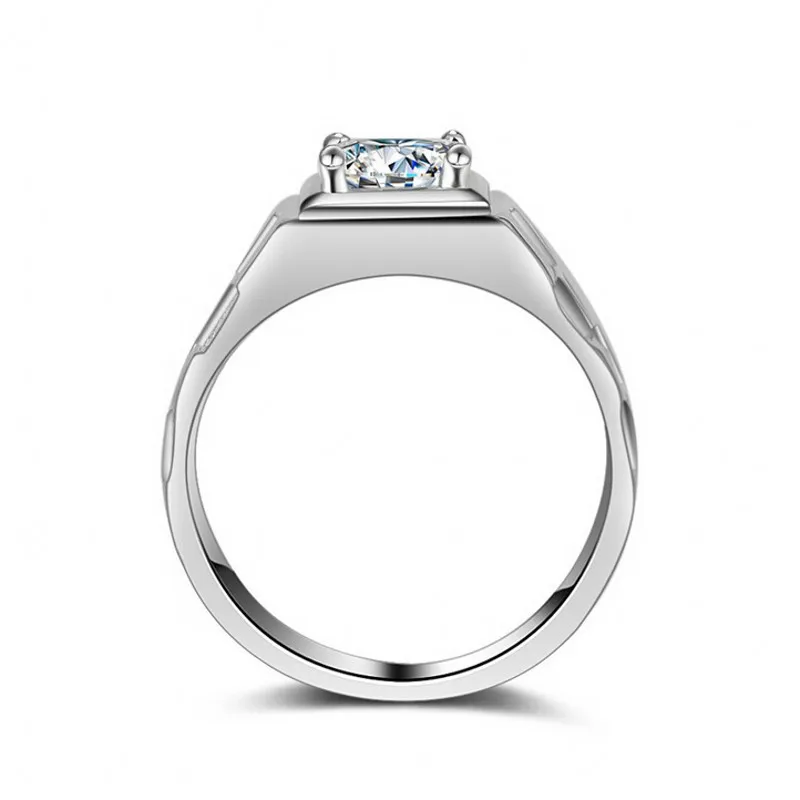 Mode Smycken Klocka Stil Solitaire Men Ring 1.5ct Diamond 925 Sterling Silver Emgonagement Bröllopsbandring