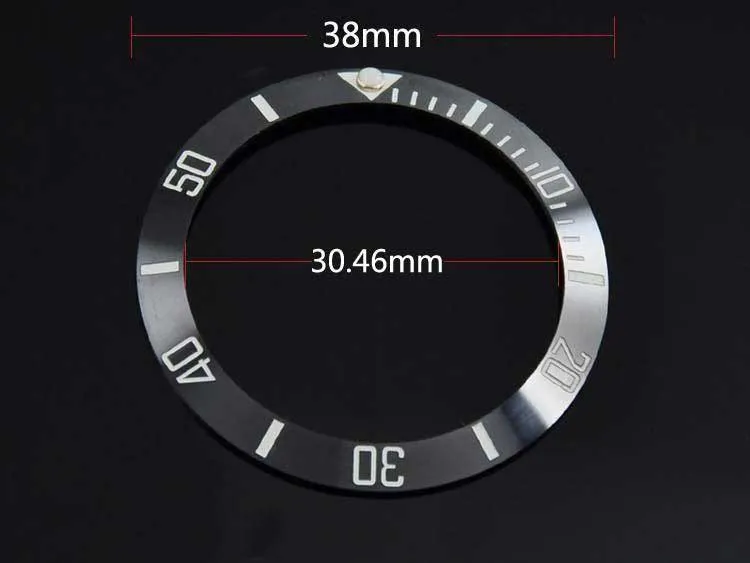 40mm 서브 남성 시계를위한 클래식 38mm 고품질 검은 색 빛나는 세라믹 베젤 삽입 Be1297o