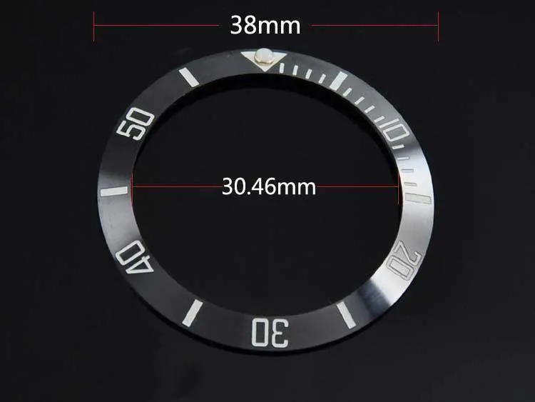 Classic 38mm high quality black luminous ceramic bezel insert for 40mm SUB men's watches Be1297o