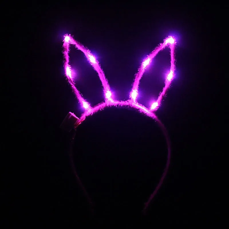 Enfants adultes oreilles de lapin LED clignotant lueur bandeau bandeau femmes Bar KTV discothèque robe décor lueur fête fournitures QW7102