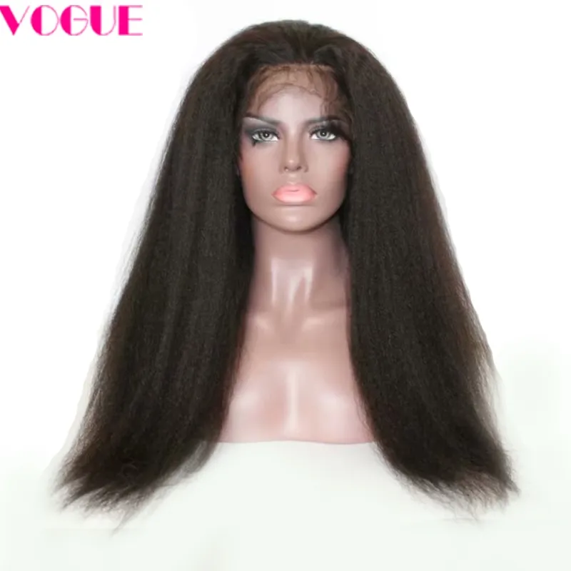 Kinky Straight Mongolian Virgin Human Hair Lace Front Wigs Fluffy Hair Yaki Straight Full Lace Paryk för afrikanska amerikanska kvinnor