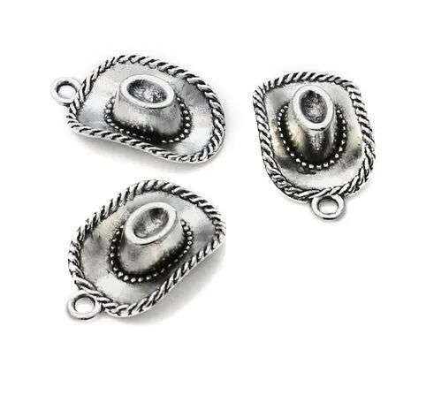 100Pcs alloy Cowboy Hat Walking Dead Charms Antique silver Charms Pendant For necklace Jewelry Making findings 22x13mm