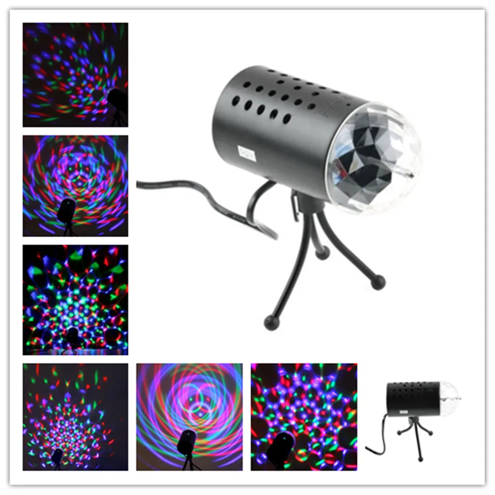 LED effects 3W Full Color Voice-activated Rotating Lamp RGB Crystal Magic Ball Laser Stage Light DJ KTV Disco Bulbs Auto