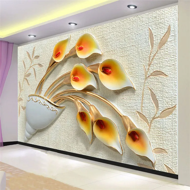 Personnalisé Mur Peinture Papier Peint Non-tissé 3D Relief Fleur Fonds D'écran Pour Salon TV Fond Papier Peint Mural De Parede