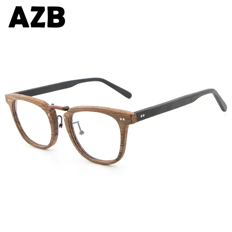 Óculos moldura de madeira marca madeira óculos de grão óculos óptico quadros azb novo estilo miopia moda retro