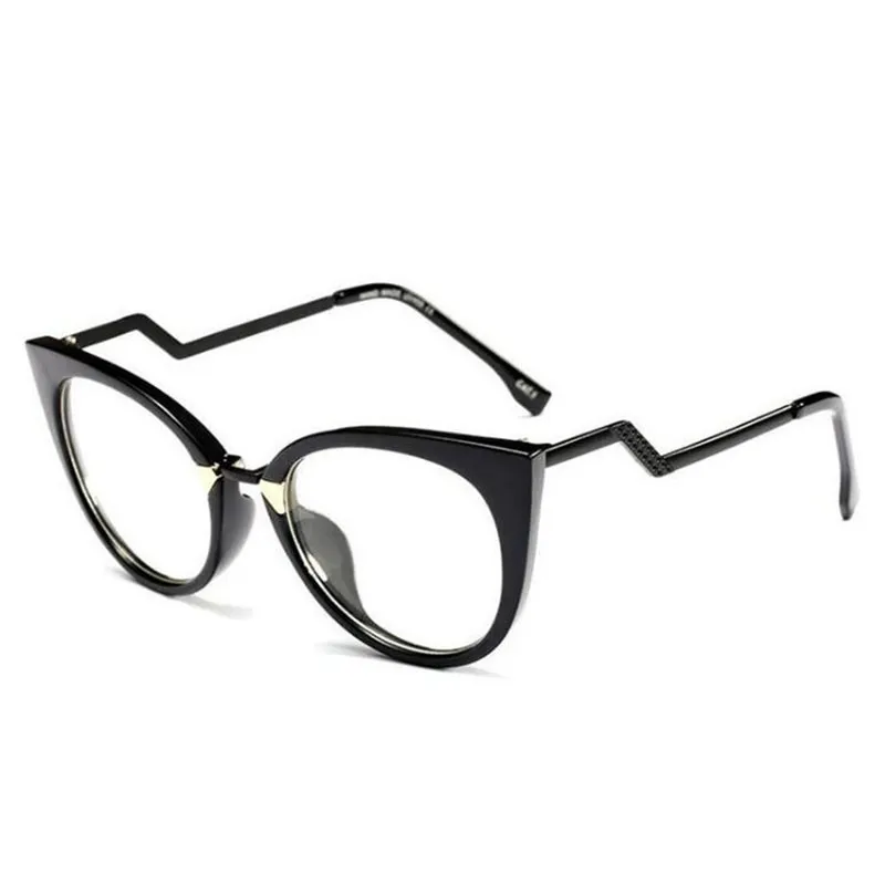 Hot lady cat eye armações de óculos para as mulheres designer de marca óptico eyeglides metal templo moda eyewear