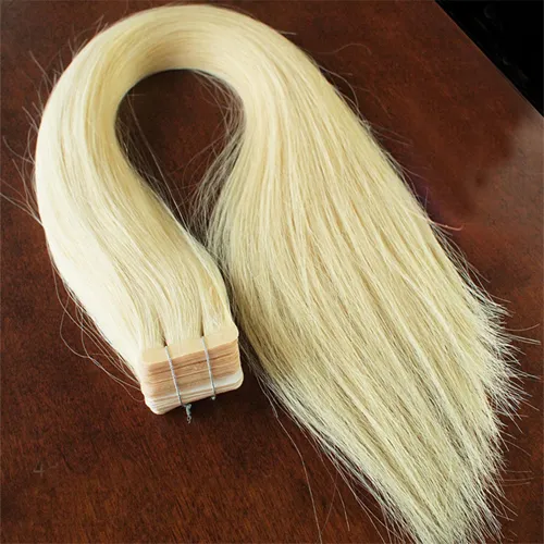 100g 40st 613 Blek blond hudväftband i hårförlängningar Full navicle Seamless Rak Skin Weft Hårförlängningar