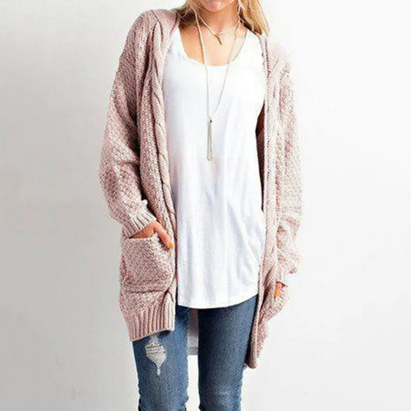 Mode nouveau automne hiver femmes boho à manches longues ouvert devant gros cardigans chauds pointelle pull pull confortable