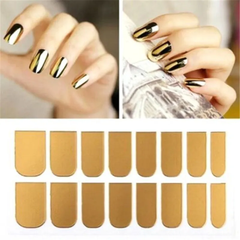 Nagelkunstpolitur Metallic Gold Foil Sticker Aufkleber -Aufkleber Patch Wraps Tipps Vollnagelspitzen Dekoration6278859