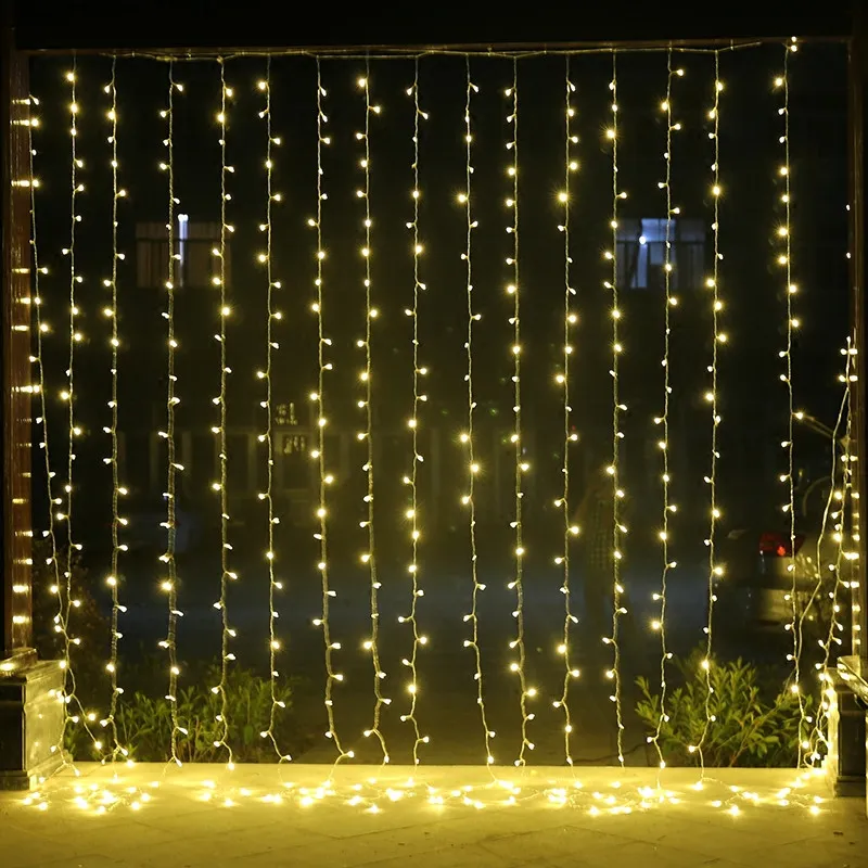 8m x 3m LED Twinkle Lighting 800 LED Xmas String Fairy Bröllop Gardin Bakgrund Outdoor Party Christmas Lights 110V 220V 10 stycken / mycket