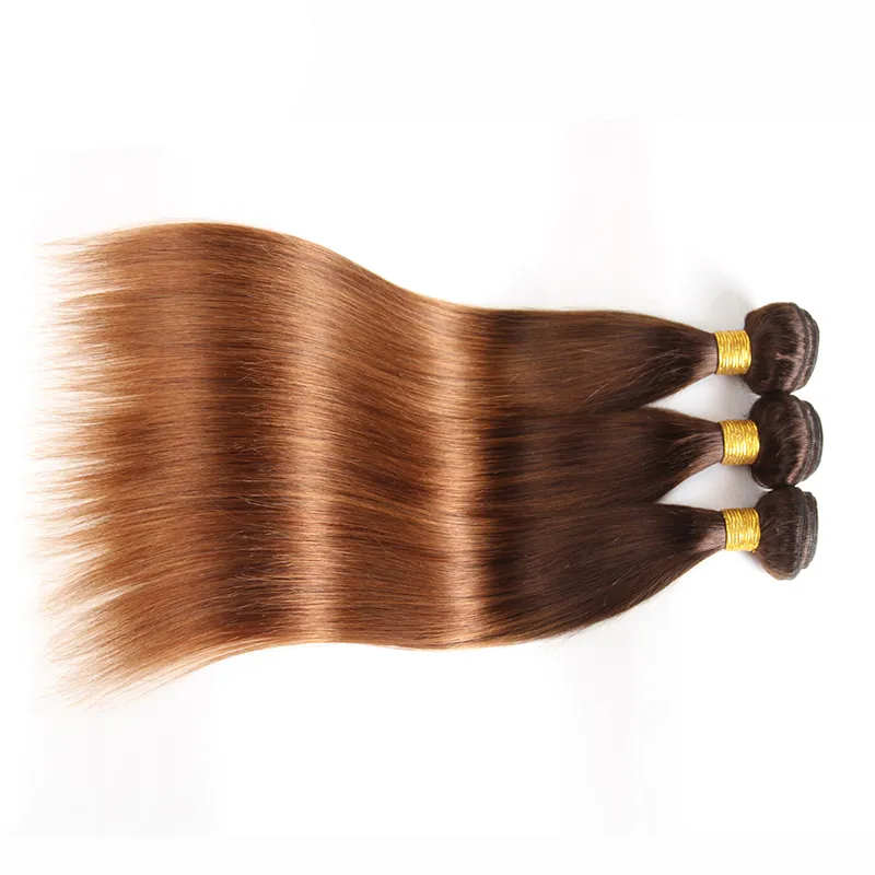 Colorato Brzalian Ombre Hair Extension Two Tone 4/30 # Dritto Marrone Tessuto Dei Capelli Umani 3 Bundles All'ingrosso Capelli Biondi Brasiliani