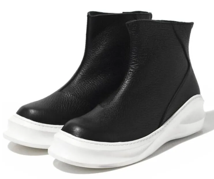 2018 novos homens da moda botas grossas botas de salto sapatos de festa masculina tornozelo preto botinhas ponto toe ocidental plataforma botas homens