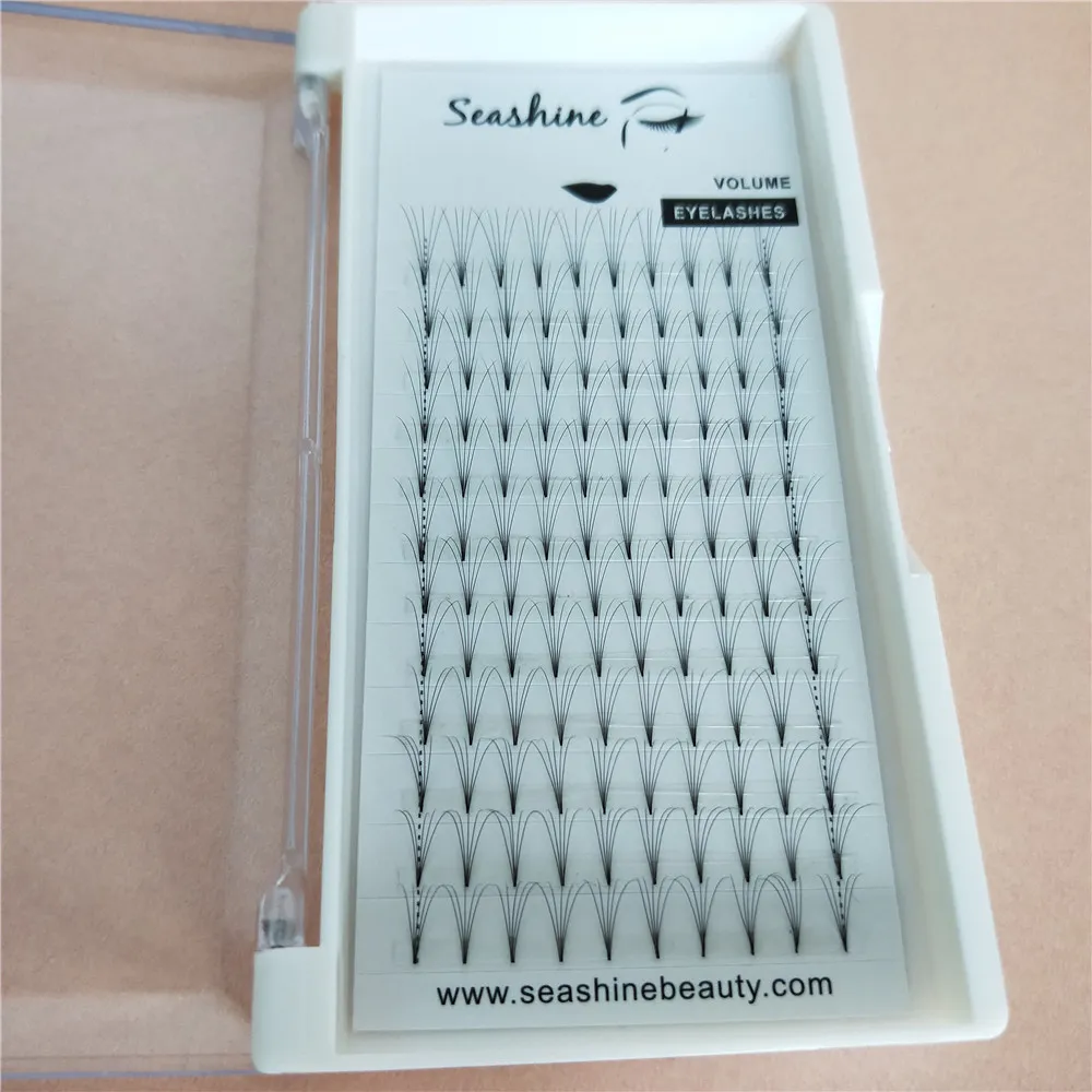 Seashine free shipping 100% handmade 5D short stem premade fans eyelashes different size pre fanned eye lashes volume eyelash extensions